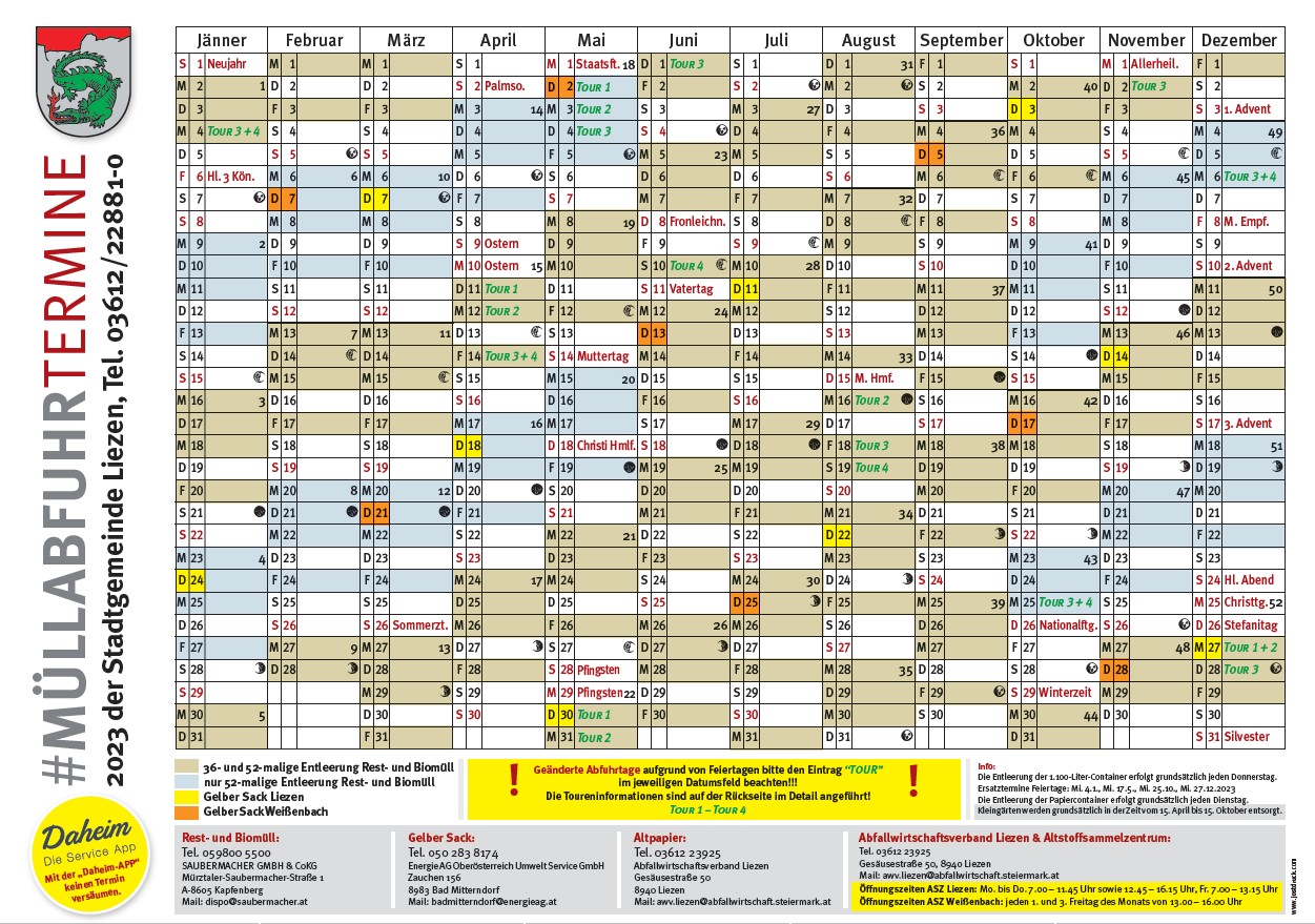 Müllabfuhrkalender - Abfuhrkalender Liezen